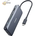 Anker USB C Hub ، محول 7 في 1 USB C ، مع 4 K USB C إلى HDMI ، وقارئ بطاقات microSD / SD ، و 3 منافذ USB 3.0 ، مع توصيل طاقة 60 وات لأجهزة MacBook Pro و ChromeBook و XPS و Galaxy S9 / S8 و أكثر