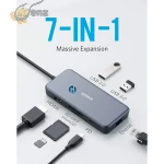 ⁦Anker USB C Hub ، محول 7 في 1 USB C ، مع 4 K USB C إلى HDMI ، وقارئ بطاقات microSD / SD ، و 3 منافذ USB 3.0 ، مع توصيل طاقة 60 وات لأجهزة MacBook Pro و ChromeBook و XPS و Galaxy S9 / S8 و أكثر⁩ - الصورة ⁦2⁩