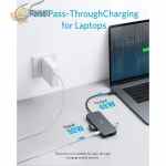 ⁦Anker USB C Hub ، محول 7 في 1 USB C ، مع 4 K USB C إلى HDMI ، وقارئ بطاقات microSD / SD ، و 3 منافذ USB 3.0 ، مع توصيل طاقة 60 وات لأجهزة MacBook Pro و ChromeBook و XPS و Galaxy S9 / S8 و أكثر⁩ - الصورة ⁦3⁩