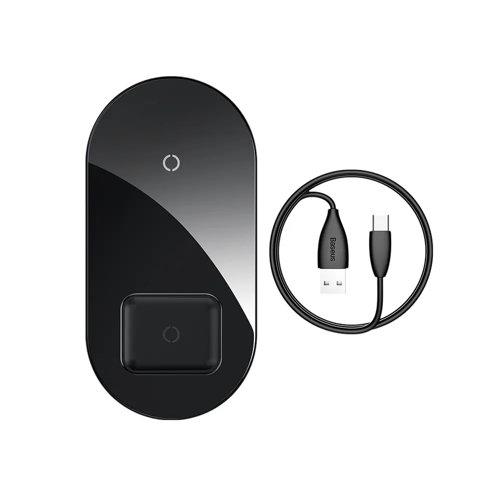 1B00AU0QKDQ Baseus Simple 2in1 Wireless Charger 18W Max For Phones + Pods - Image 1