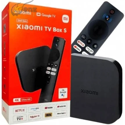 جهاز شاومي Mi Box S الجيل الثاني – مشغل وسائط 4K Ultra HD، يدعم Google TV وGoogle Assistant، اتصال Wi-Fi ثنائي النطاق، ريموت كنترول، لون أسود