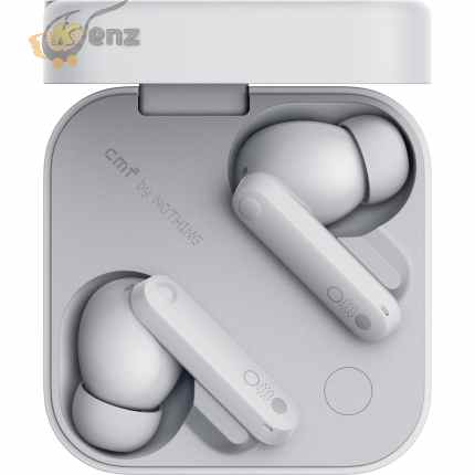 سماعات CMF Buds Pro 2 من Nothing لاسلكية عازلة للضوضاء بتصميم احترافي، صوت جهير عميق (Deep Bass)، مقاومة للماء والغبار بمعيار IP55، اللون الرمادي الفاتح.