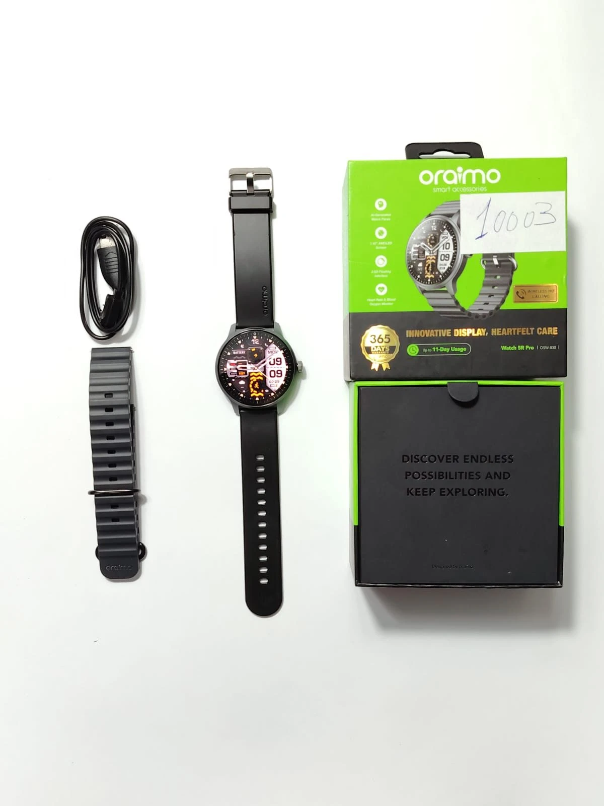 902a5e44-a905-4295-8849-76114bd6fad0 Oraimo Watch 5R Pro 1.43" AMOLED 2.5D Floating Interface IP68 Smart Watch (Open Box) code: 1003 - Image 1
