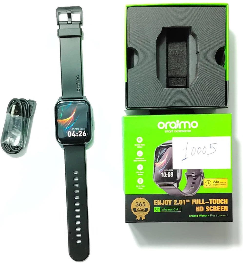 d804b9b6-4ef5-44d7-b046-039a5a5571af Oraimo Watch 4 Plus OSW-801 Smart Watch code: 1005 (Open Box) - Image 1