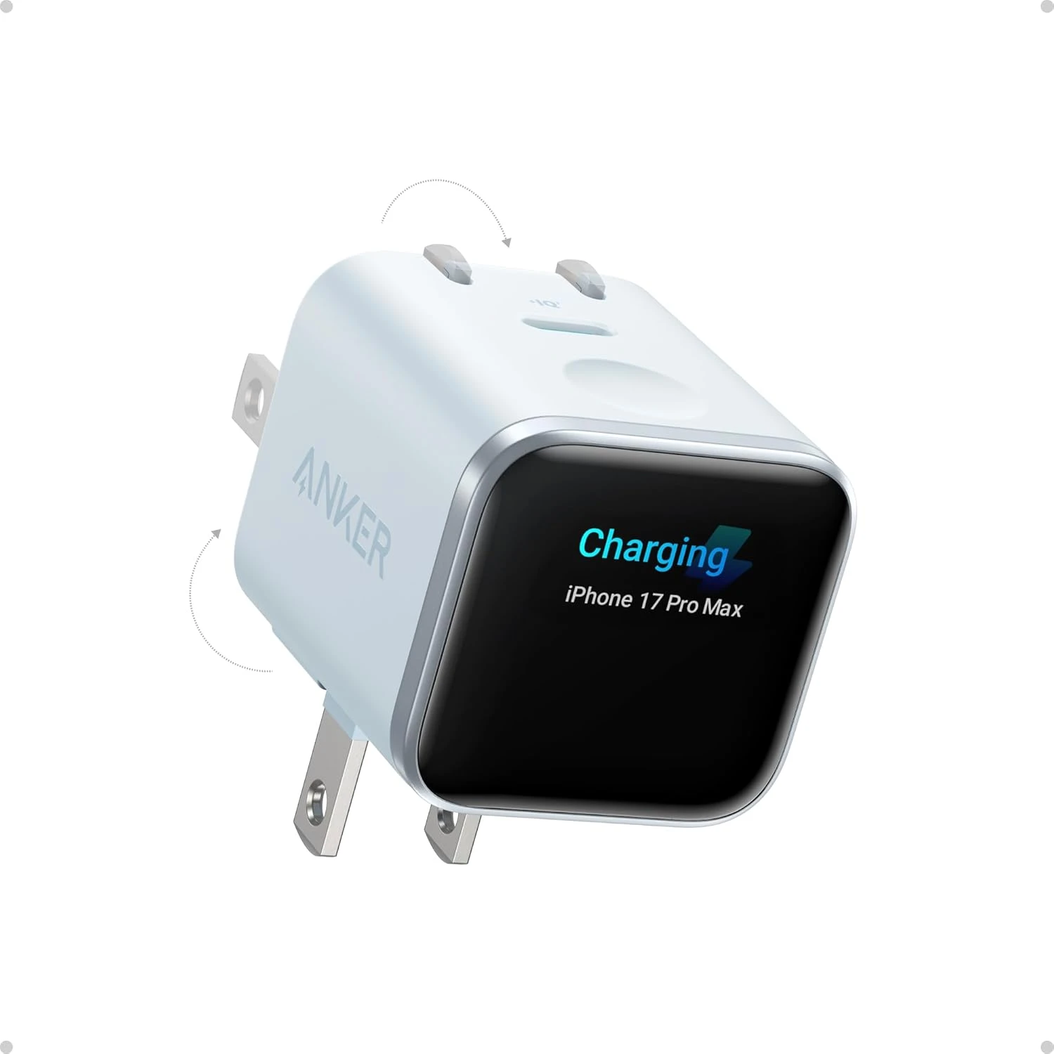61RrRRMPkFL._AC_SL1500_ شاحن Anker Nano (قدرة 45 واط، شاشة ذكية، قابل للطي بزاوية 180°) - الصورة 1