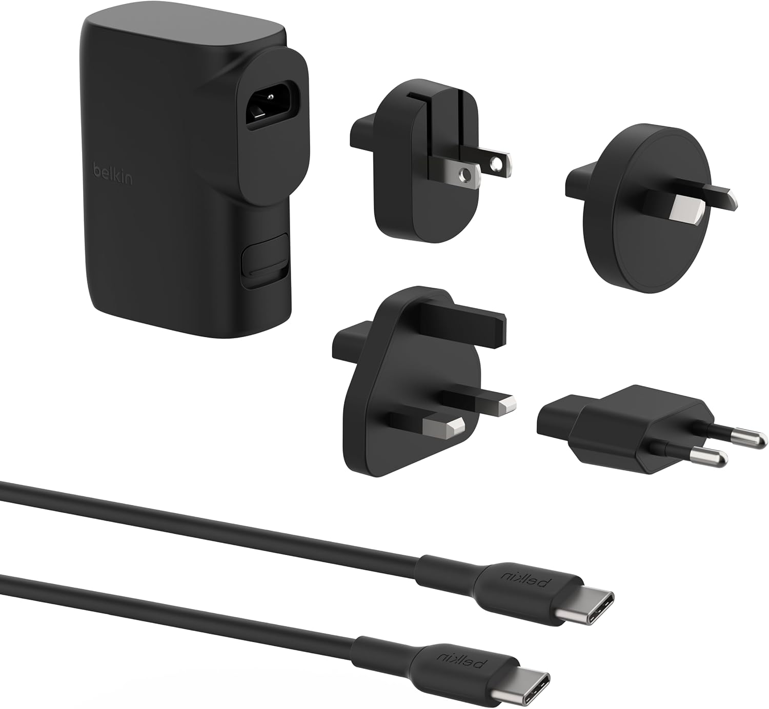 61xV+iLFyqL._AC_SL1500_ شاحن من بلكن بمنفذ USB و USB تايب-C متوافق مع آيفون و سامسونج جالاكسي بمنفذين 25 واط مع شحن سريع و تصميم 2 في 1 و شوكات قابلة للطي - الصورة 1
